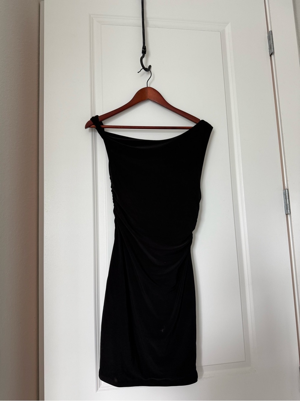 iris Black Asymmetrical One-Shoulder Dress